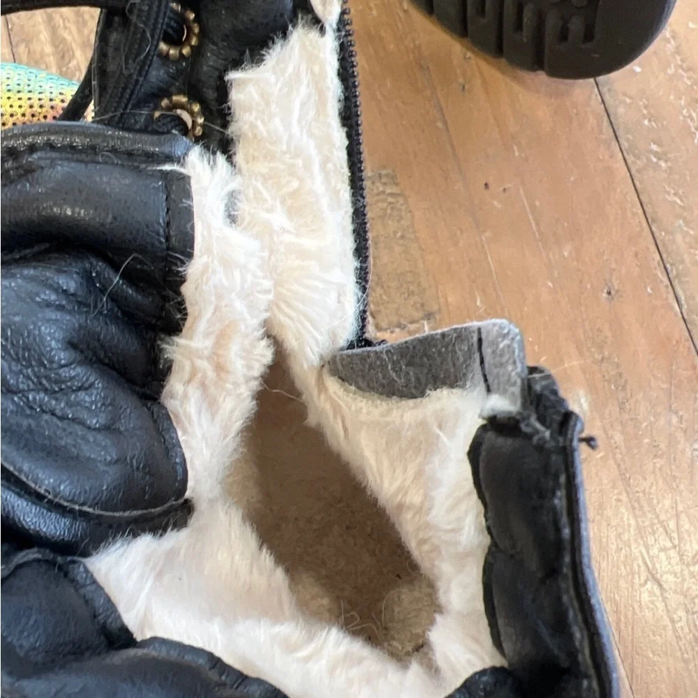 Lola + the boys metallic rainbow sequin combat boots